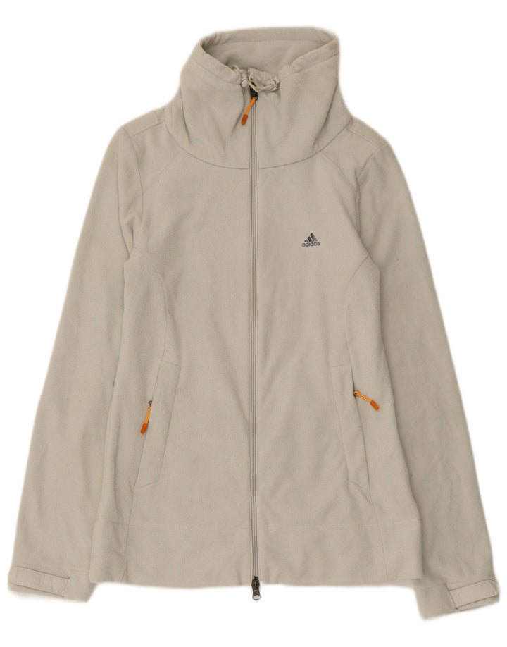 Jaqueta de lã feminina Adidas UK 12 poliéster listrado cinza médio