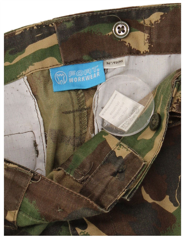 Calça cargo masculina VINTAGE reta W36 L32 camuflagem cáqui poliéster