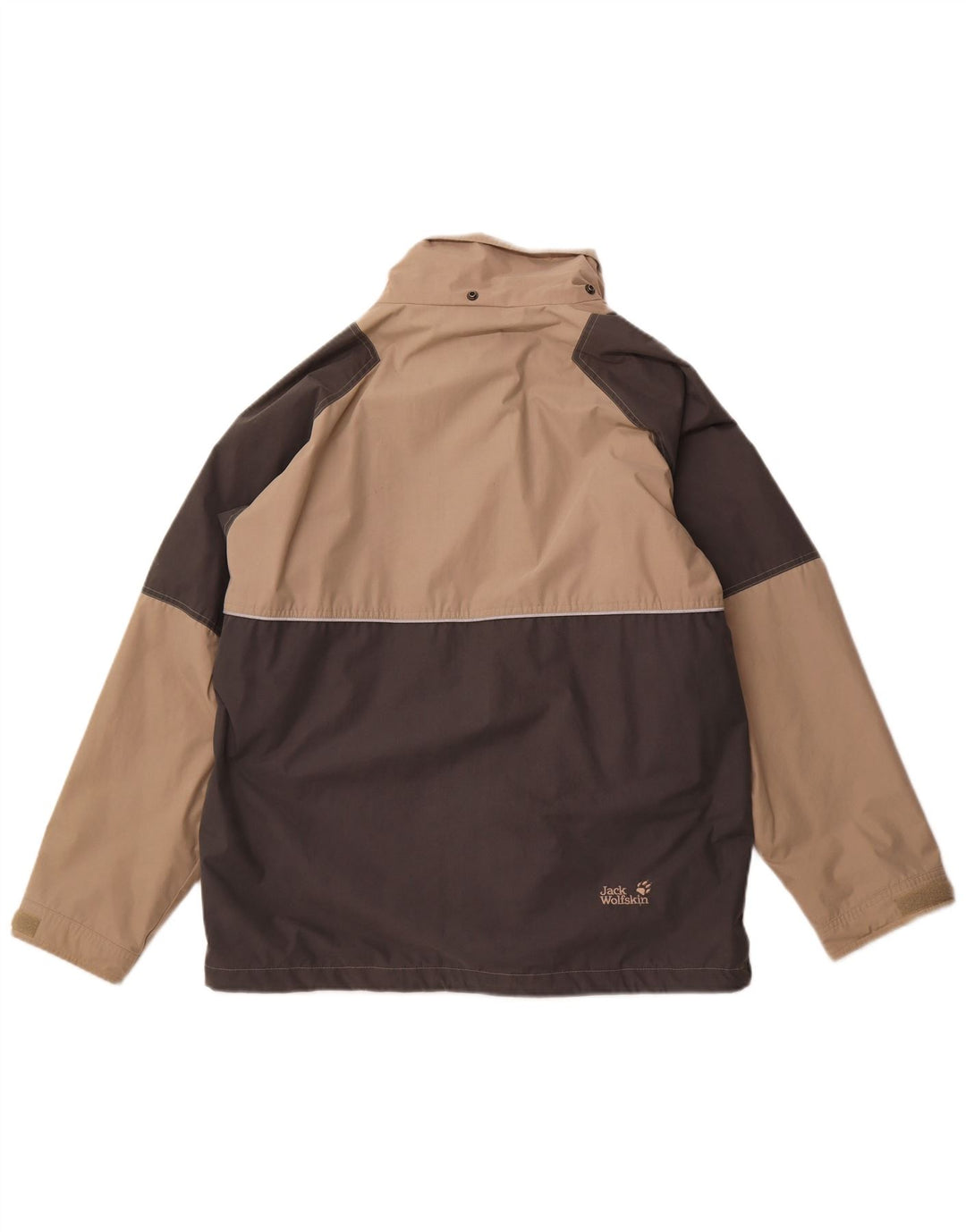 Jaqueta de chuva masculina Jack Wolfskin Reino Unido 42 XL bege colorblock poliéster