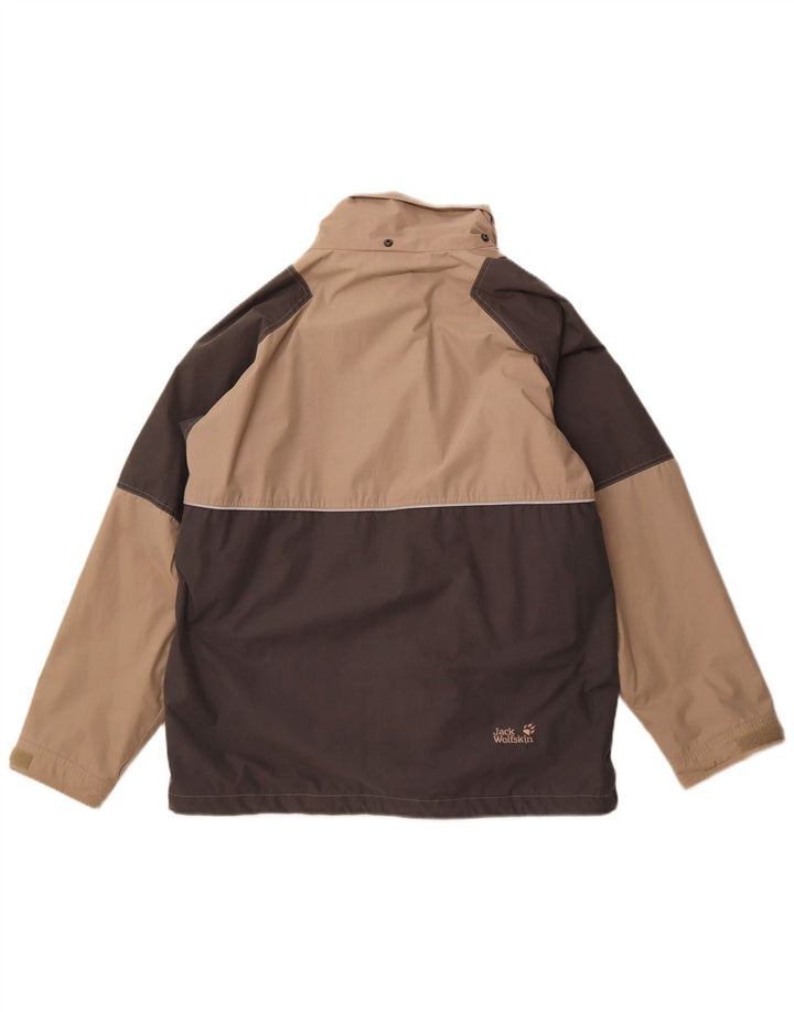 Jaqueta de chuva masculina Jack Wolfskin Reino Unido 42 XL bege colorblock poliéster