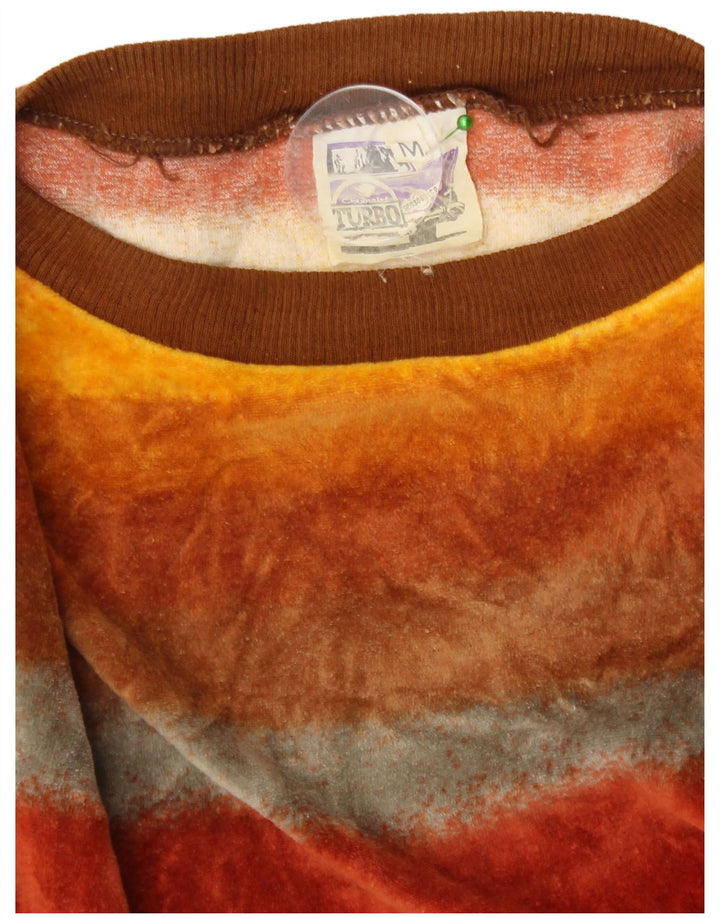 Suéter feminino vintage de veludo, suéter UK 14 listrado médio multicolorido