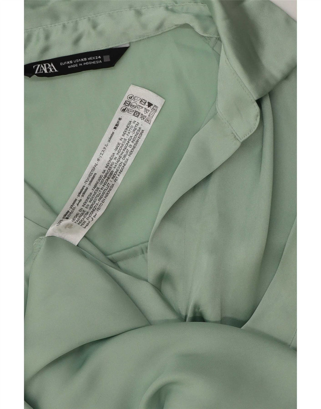 Blusa camisa oversized feminina Zara Reino Unido 6 XS verde poliéster