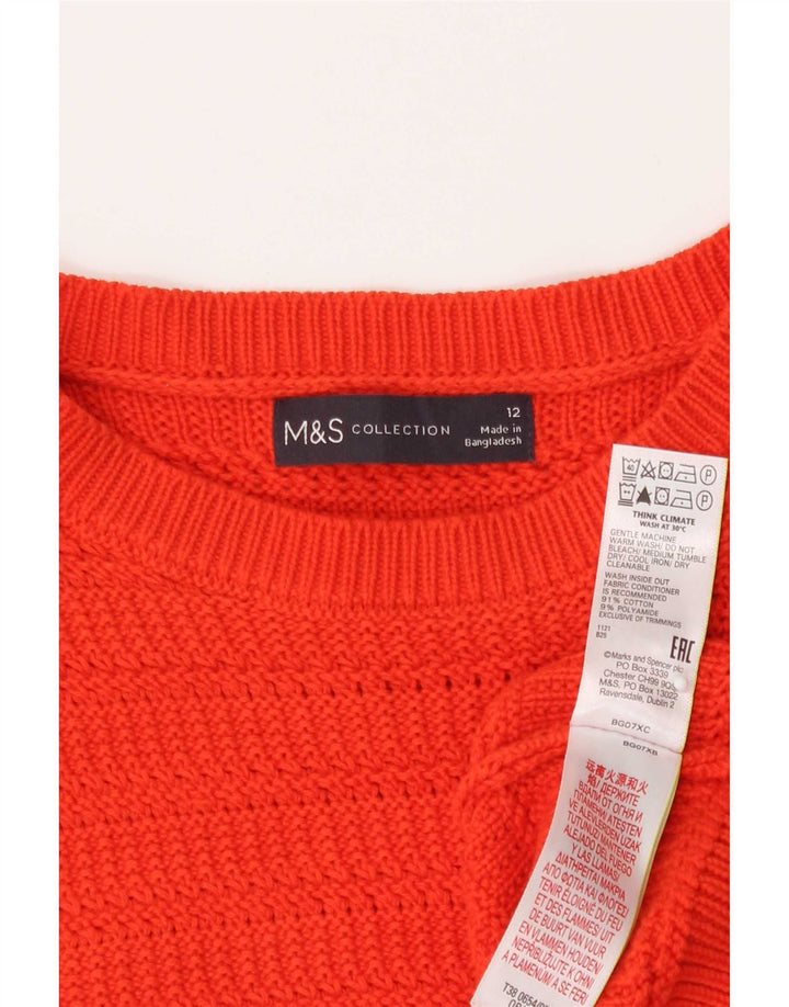 Suéter feminino Marks & Spencer com gola redonda Reino Unido 12 médio laranja