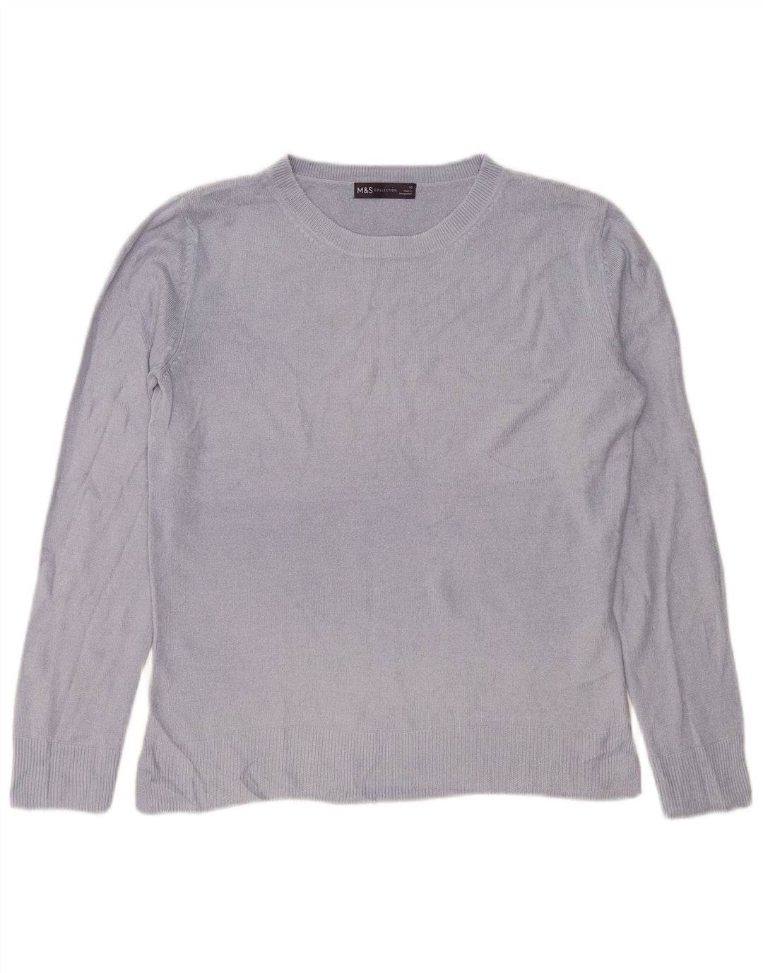 Suéter feminino Marks & Spencer com gola redonda grande, Reino Unido 10 pequeno azul