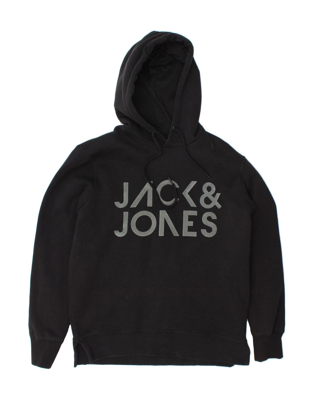 JACK & JONES Mens Graphic Hoodie Jumper Large Black Cotton Vintage Jack & Jones and Second-Hand Jack & Jones from Messina Hembry 