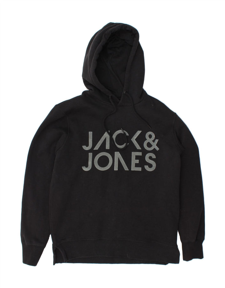 JACK & JONES Mens Graphic Hoodie Jumper Large Black Cotton Vintage Jack & Jones and Second-Hand Jack & Jones from Messina Hembry 