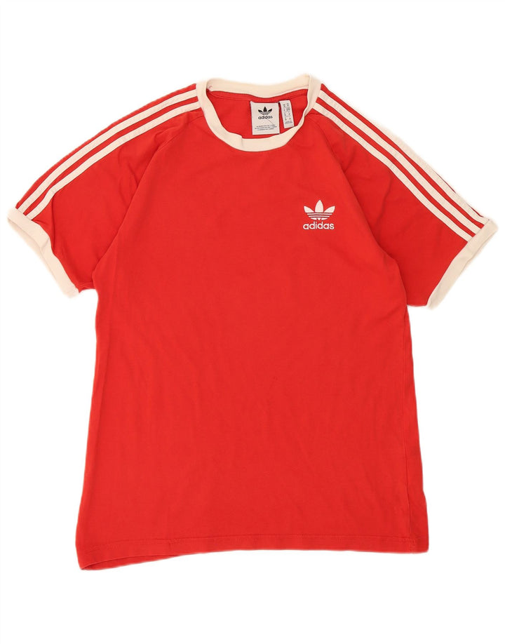 Adidas Mens Camiseta Top Médio Algodão Vermelho