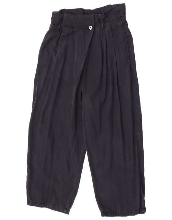 Calça feminina Zara com cintura alta e corte médio W28 L24 azul marinho