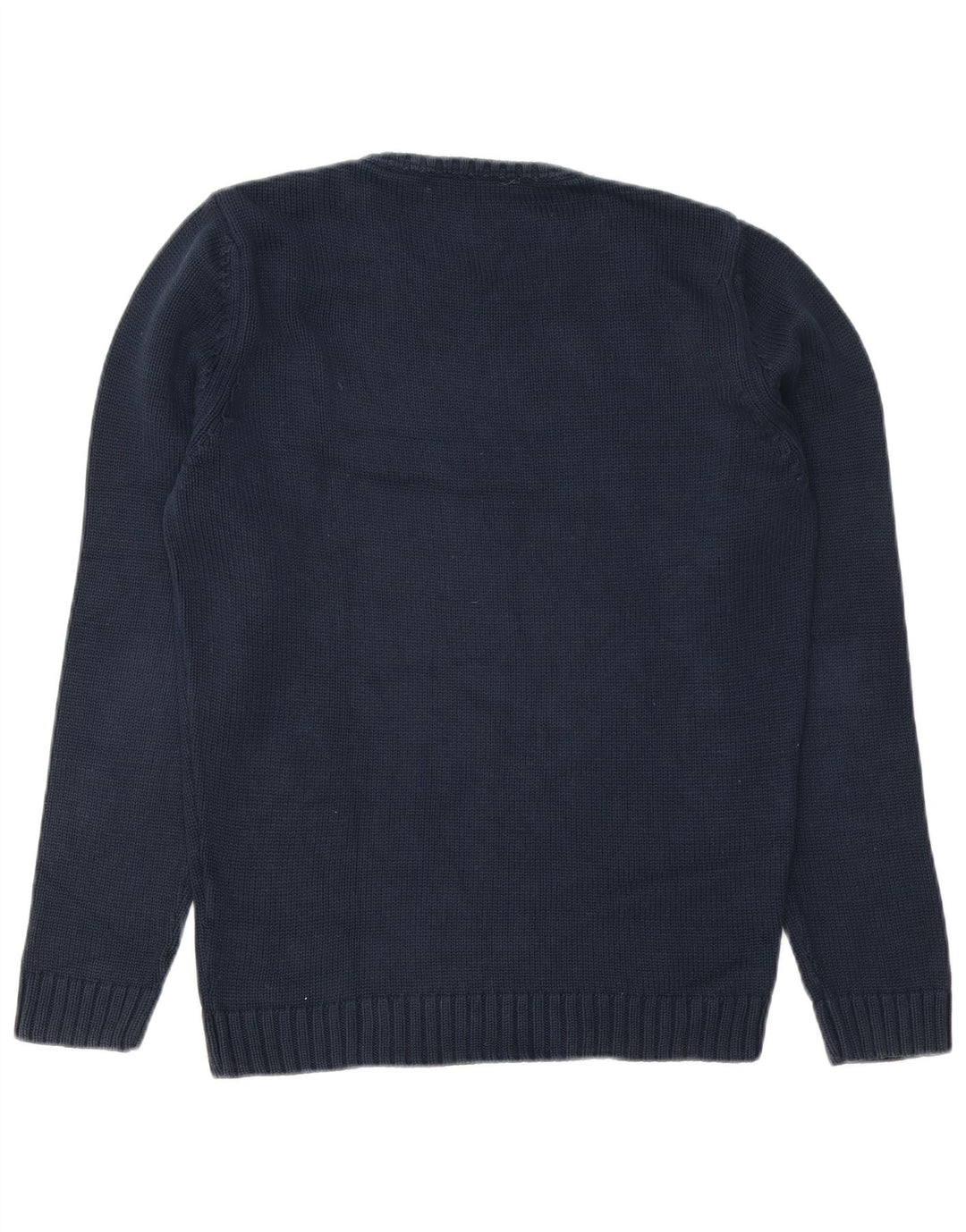 Suéter masculino ZARA com gola redonda, algodão azul marinho médio