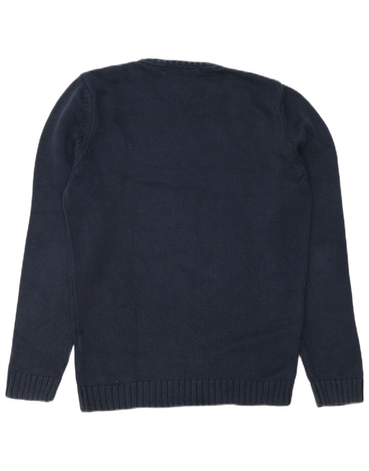 Suéter masculino ZARA com gola redonda, algodão azul marinho médio