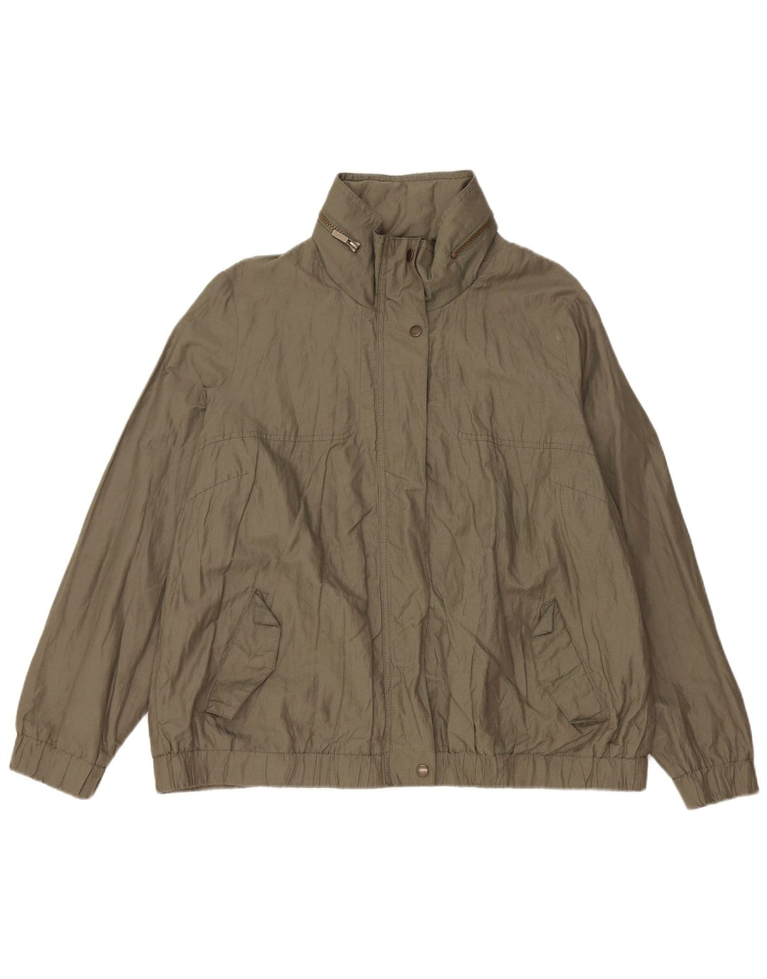 Jaqueta bomber feminina com capuz Marks & Spencer UK 20 2XL algodão cáqui