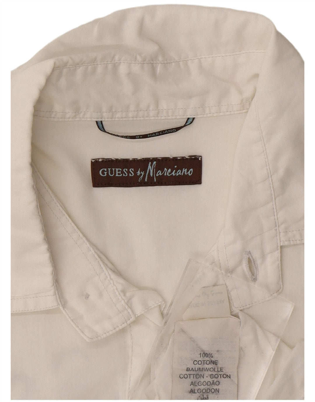 Camisa masculina gráfica de manga curta GUESS pequena de algodão branco