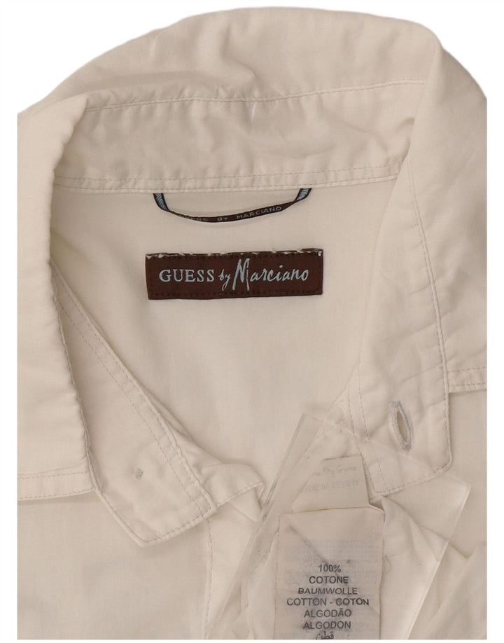 Camisa masculina gráfica de manga curta GUESS pequena de algodão branco