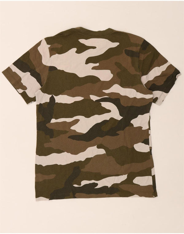 Camiseta gráfica masculina NIKE Top médio cáqui algodão camuflado
