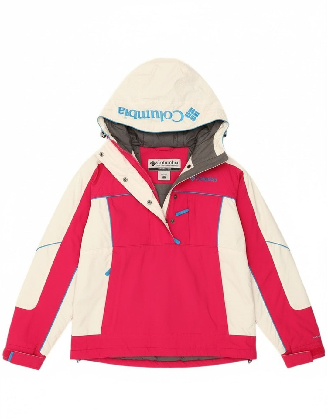 Columbia Jaqueta Anorak Feminina Oversized com Capuz UK 10 Small Pink Colourblock