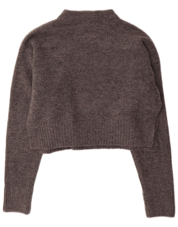 Suéter feminino Zara com gola tartaruga e gola redonda UK 14 cinza médio acrílico