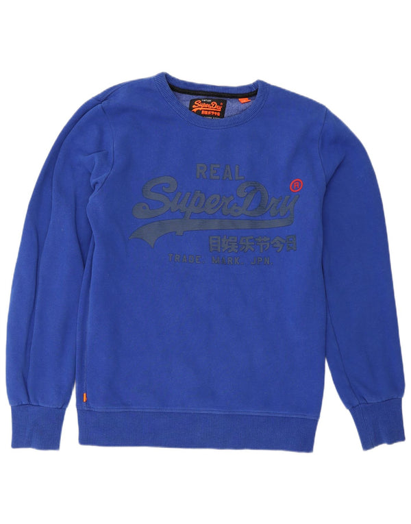 Superdry moletom gráfico masculino jumper médio azul algodão