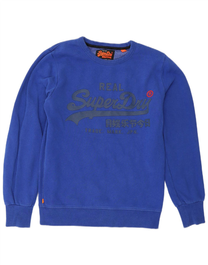 Superdry moletom gráfico masculino jumper médio azul algodão