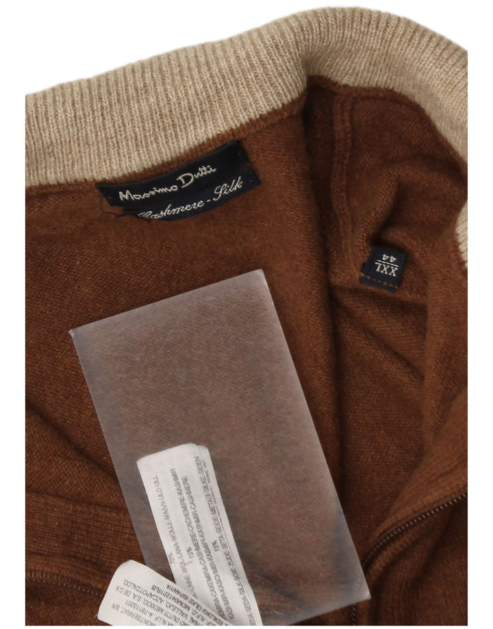Suéter masculino Massimo Dutti com zíper e gola 2XL lã marrom