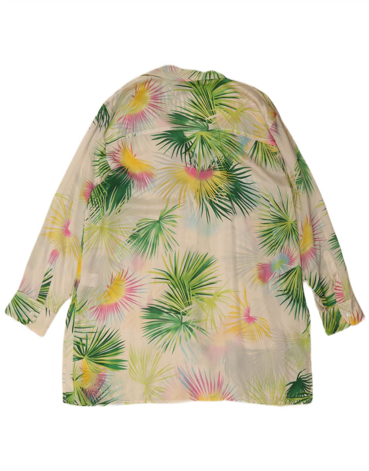 Escada Camisa Feminina Blusa UK 18 XL Multicolor Floral Silk
