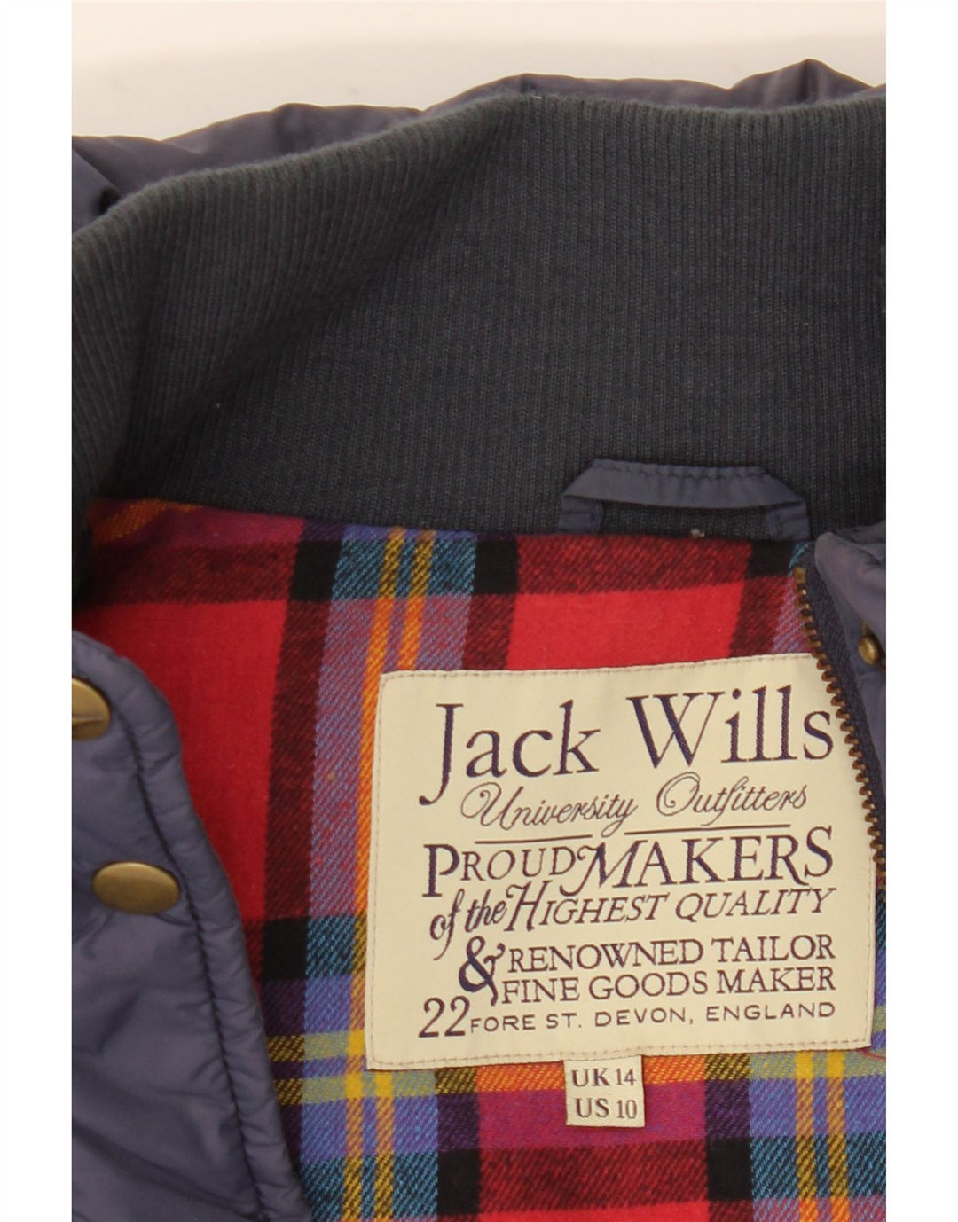 Colete acolchoado feminino Jack Wills Reino Unido 14 grande azul marinho