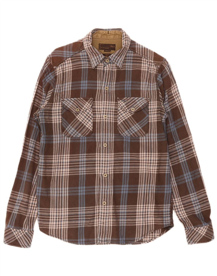 Camisa masculina de flanela Marlboro Classics Slim Fit marrom médio
