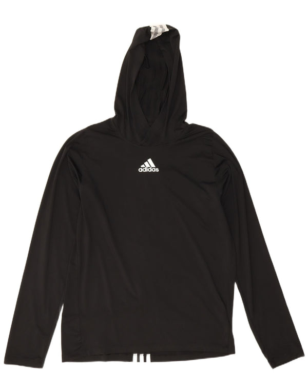Adidas Womens Primegreen Hooded Top Manga Longa Reino Unido 10 Pequeno Poliéster Preto
