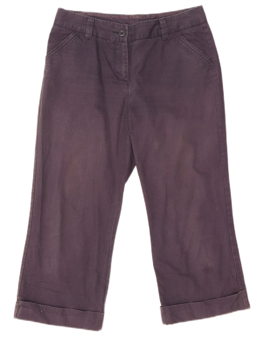 Calça capri feminina Marks & Spencer UK 10 pequena W32 L22 azul marinho