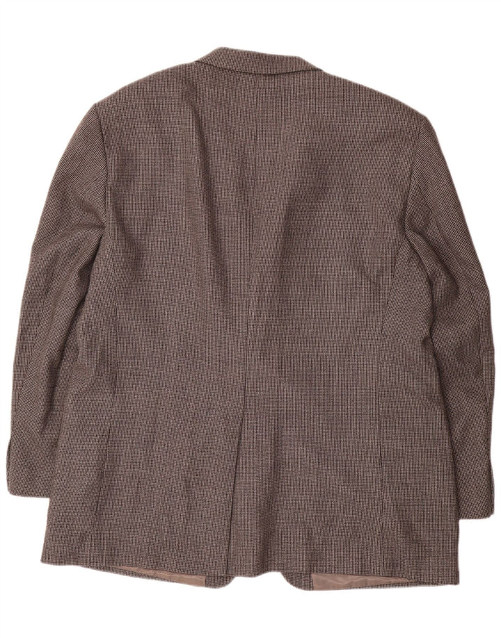 Jaqueta blazer masculina de 2 botões Chaps tamanho 48 3XL cinza houndstooth lã