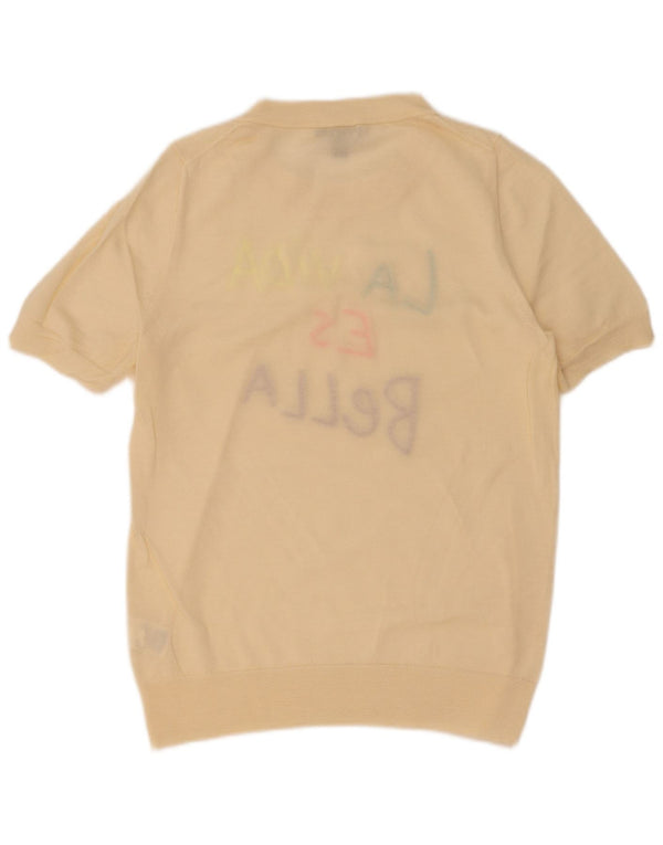 Suéter feminino J. Crew com gola redonda e gráfico UK 14 grande off white