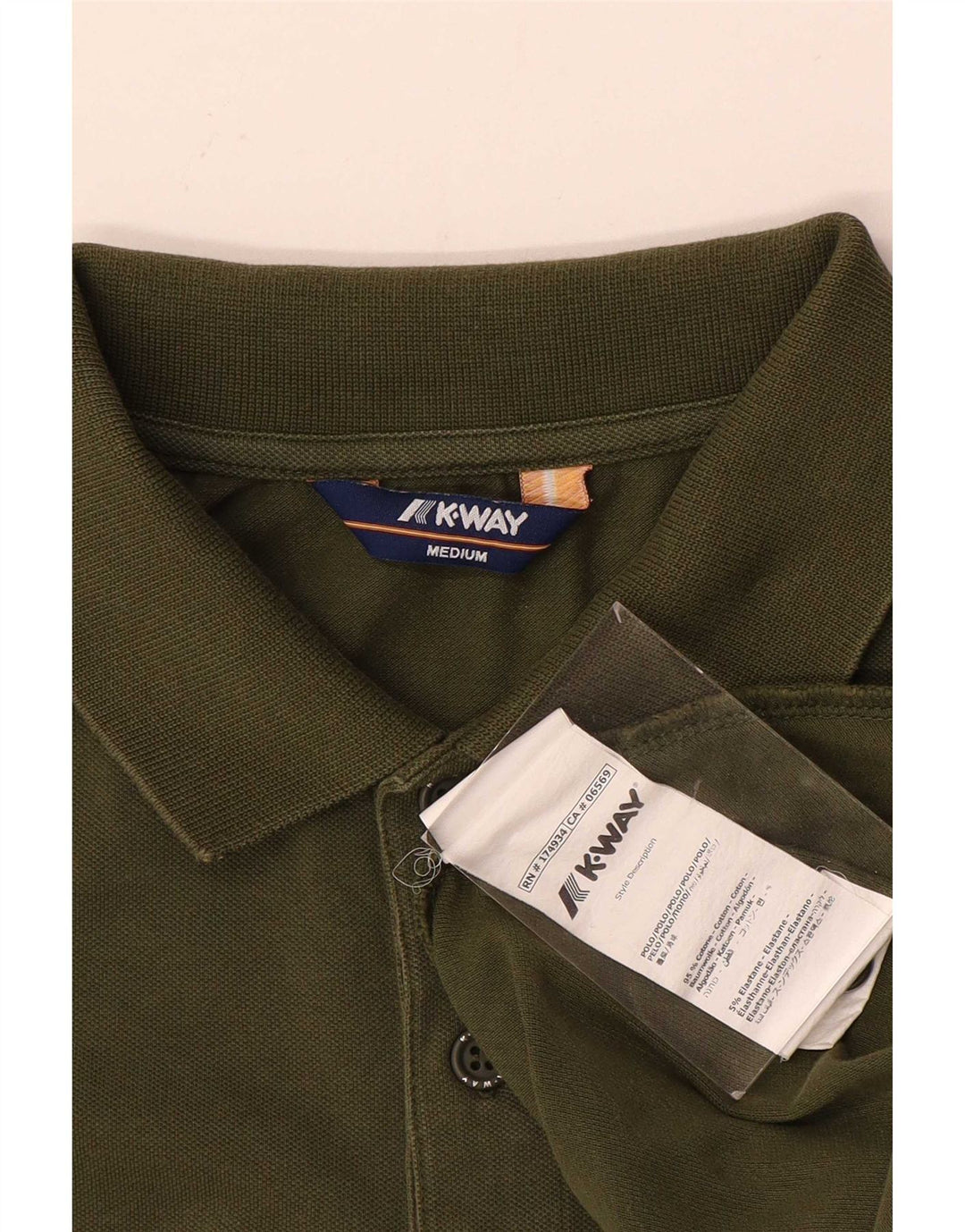 Camisa polo masculina K-Way de algodão cáqui médio