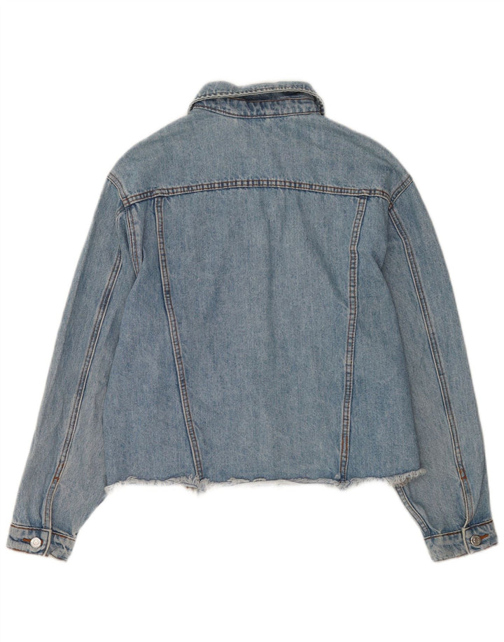 Jaqueta jeans feminina superdimensionada Topshop Reino Unido 8 algodão azul pequeno