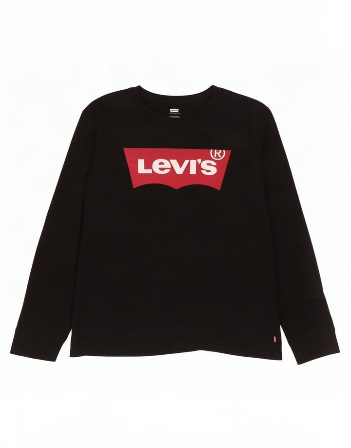 Top gráfico masculino Levi's manga comprida grande algodão preto