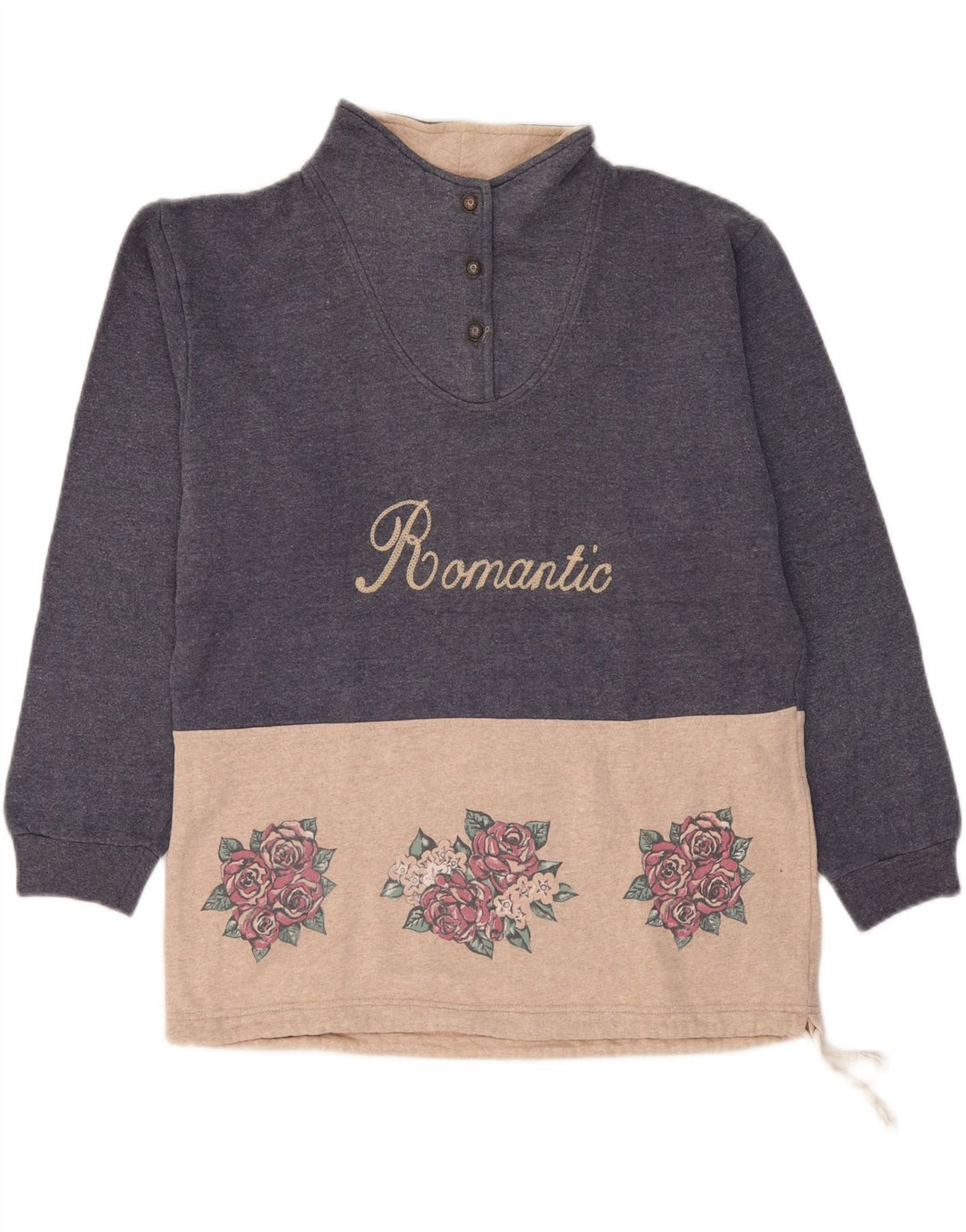 CAMPAGNOLO moletom gráfico feminino jumper UK 18 XL azul marinho floral