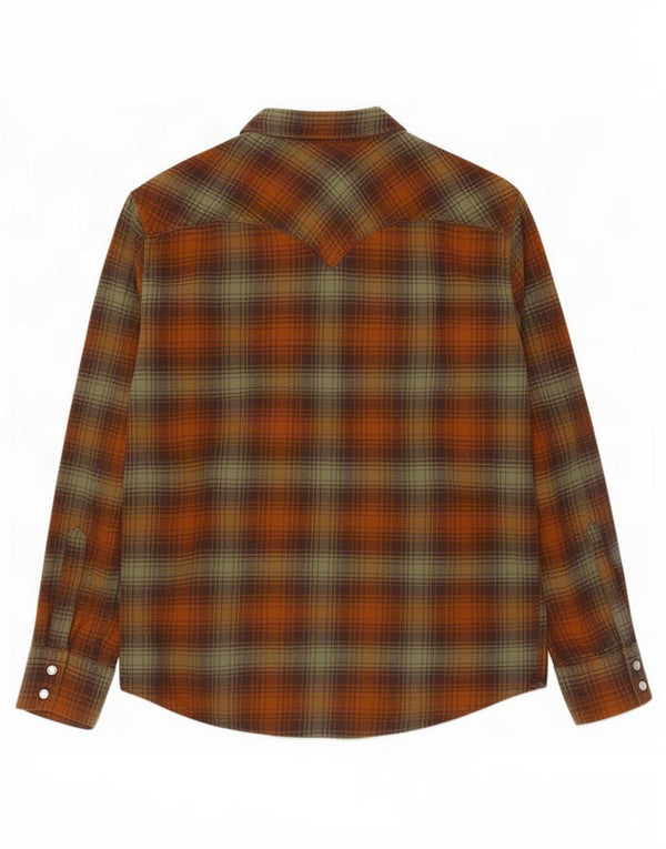 Camisa masculina de flanela Levi's de algodão xadrez marrom médio