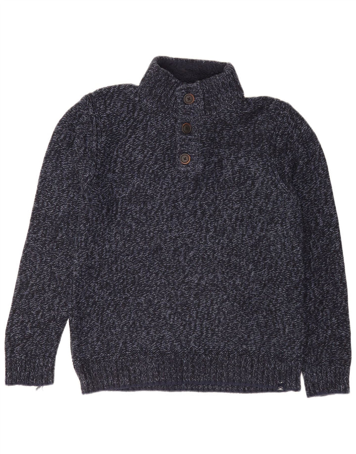 Suéter masculino Fat Face com gola redonda e algodão manchado azul marinho médio