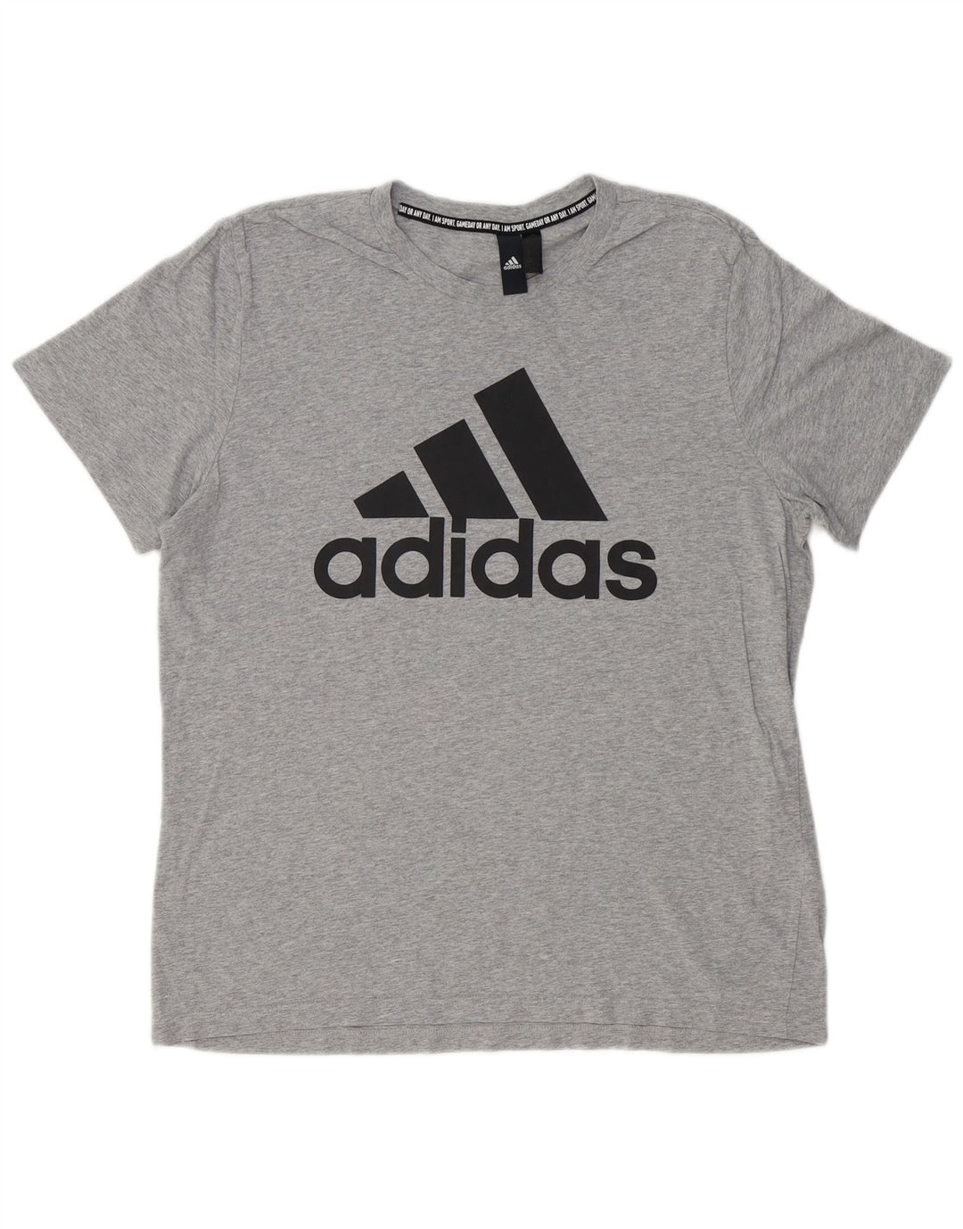 ADIDAS Camiseta masculina gráfica grande algodão cinza