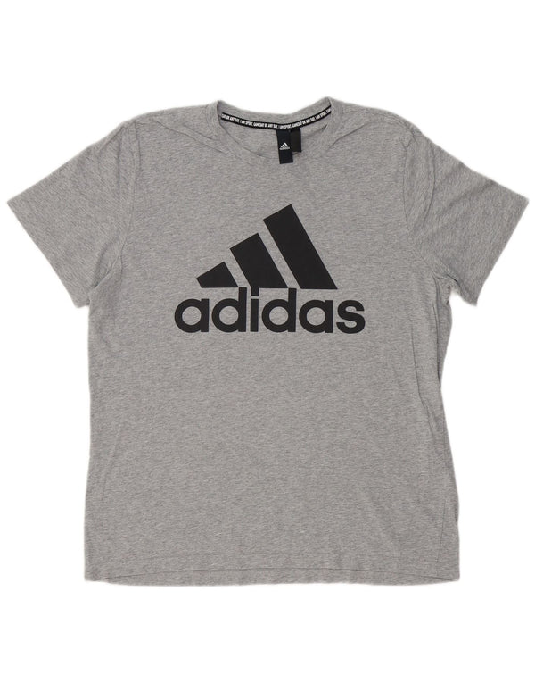 ADIDAS Camiseta masculina gráfica grande algodão cinza