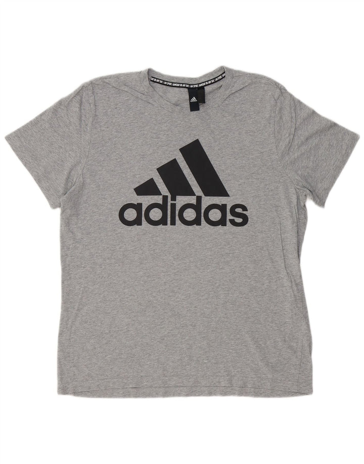 ADIDAS Camiseta masculina gráfica grande algodão cinza