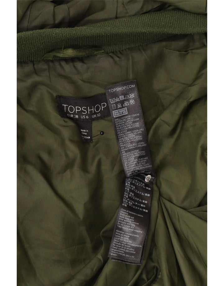 Jaqueta acolchoada grande com capuz feminina Topshop Reino Unido 10 poliéster cáqui pequeno