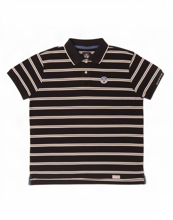 Camisa polo masculina North Sails XL de algodão listrado preto