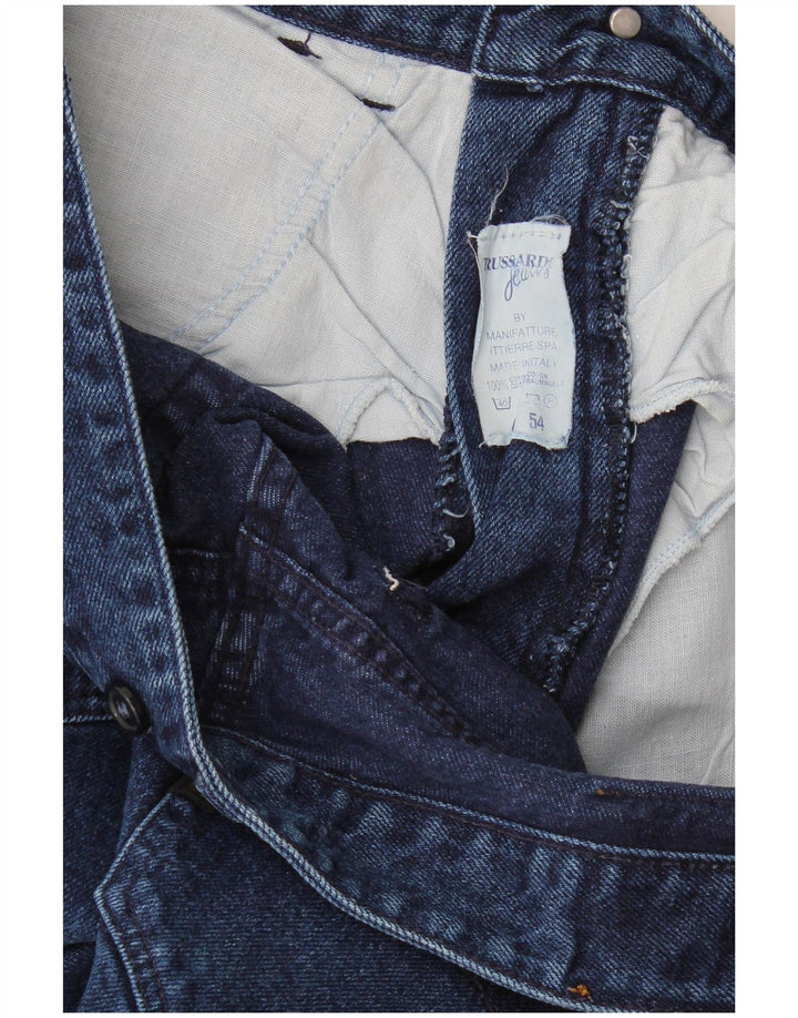 Jeans retos femininos Trussardi W34 L30 algodão azul marinho