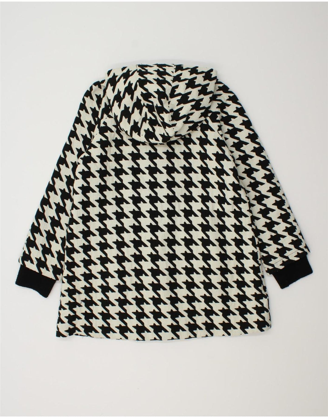 Casaco corta-vento feminino superdimensionado ZARA Reino Unido 10 pequeno houndstooth branco