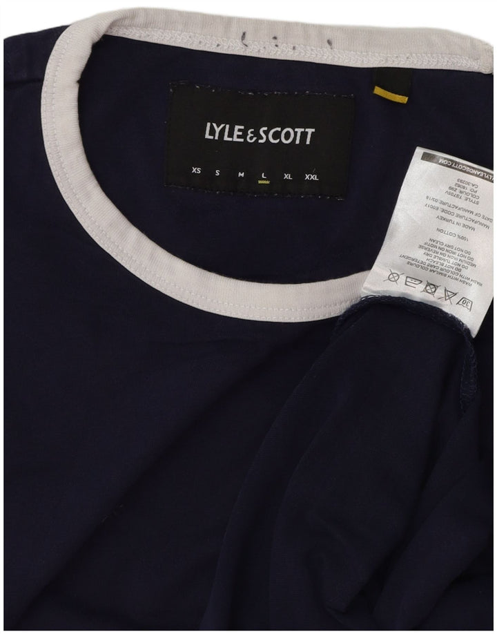Camiseta masculina Lyle & Scott grande algodão azul marinho