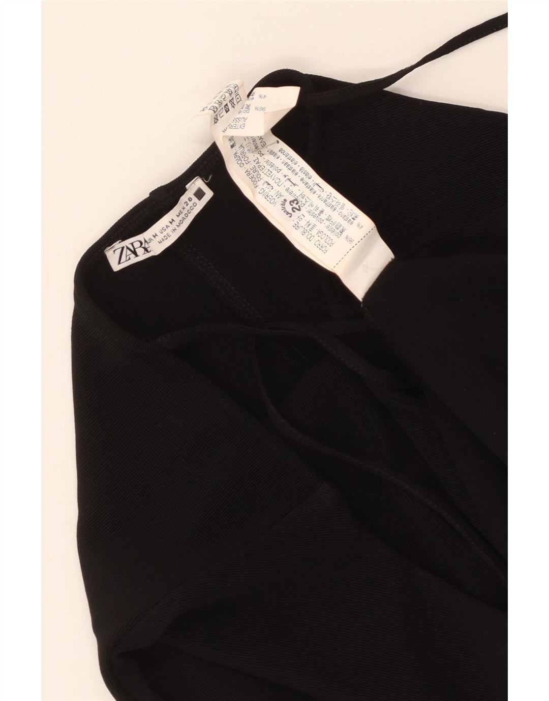 Vestido bodycon feminino sem mangas Zara UK 12 poliéster preto médio