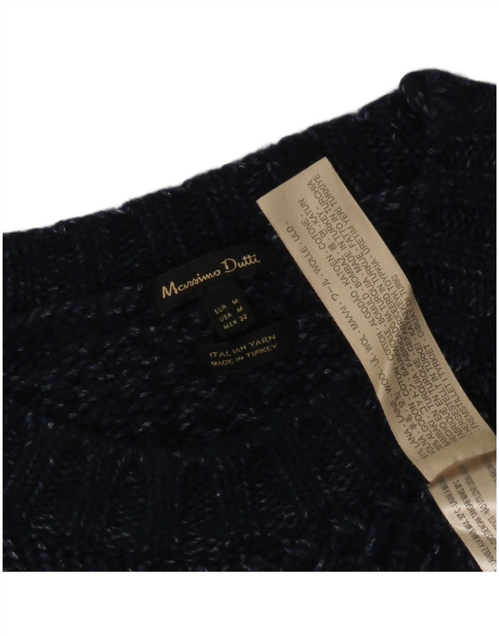 Suéter feminino Massimo Dutti com gola canoa Reino Unido 12 médio azul marinho