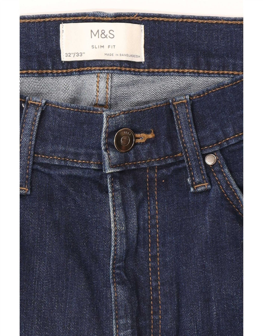 Marks & Spencer Mens Slim Jeans W32 L33 Azul Marinho Algodão