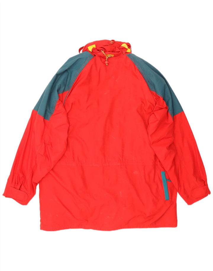 Jaqueta de esqui com capuz masculina vintage UK 42 XL poliéster vermelho Colourblock