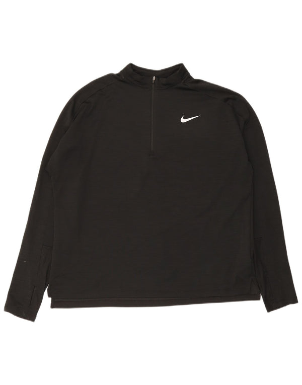Nike Mens Running Zip Neck Top Manga Longa XL Preto Poliéster Esportes