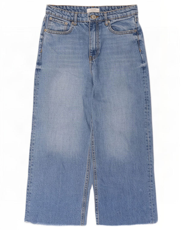 Zara Womens Capri Loose Jeans EU 34 2XS W24 L22 Azul Algodão